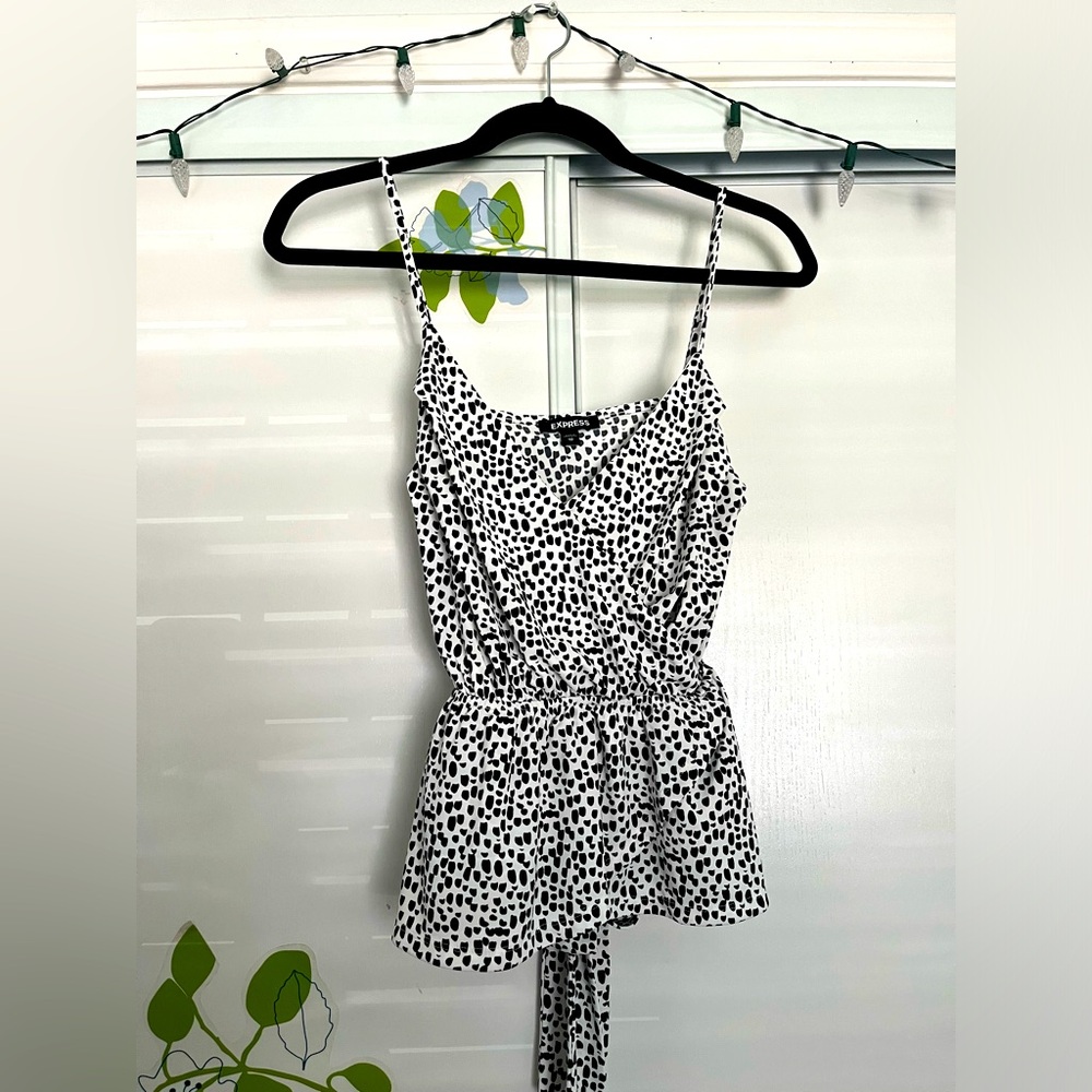 V-Neck Black and White Dressy Top